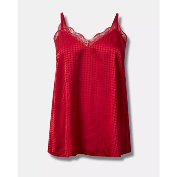 Torrid Women's Plus Size Jester Red Satin Jacquard Lace Trim Cami Size 3 3X New - Picture 1 of 7